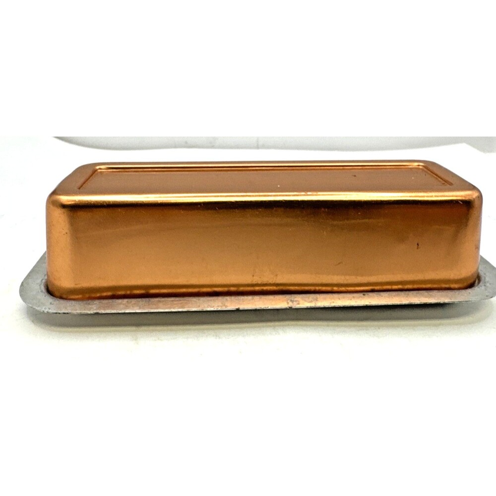 Vintage Copper Covered Butter Dish tin bottom